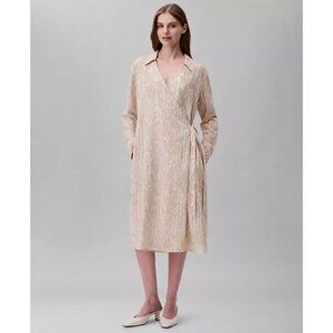Calvin Klein Women's Printed Wrap Dress Surplice Neckline Peyote Size 12 NWT